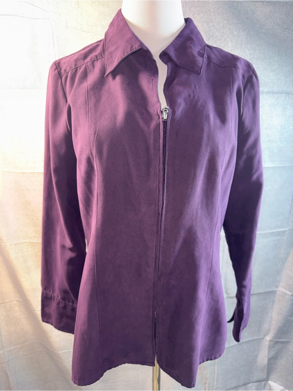 1434-Cato Purple Zip-Front Blazer Jacket